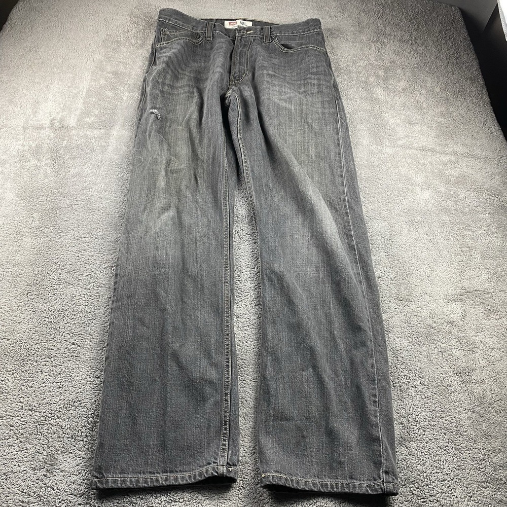 Levis 505 Straight Fit Jeans Mens 34x34 Gray Mid Rise‎ 100% Cotton